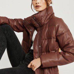 Abercrombie Mini Faux Leather Puffer Jacket